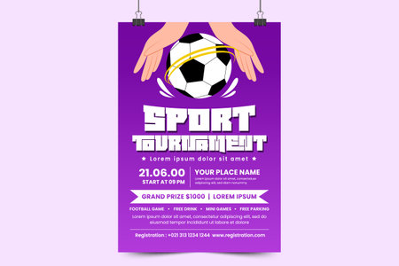 Football tournament, sport event flyer or poster design template easy to customize simple and elegant designのイラスト素材
