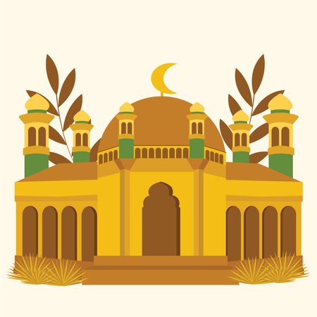 Illustration flat vector mosque simple and elegant designのイラスト素材
