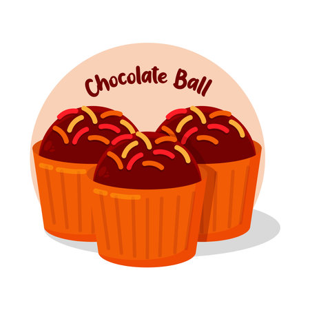 Illustration of Ramadan Eid Al-Fitr mubarak chocolate ball cookies simple cute fun delicious and elegant vector designのイラスト素材