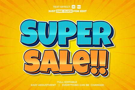Super Sale, comic book style editable text effect, vector illustrationのイラスト素材