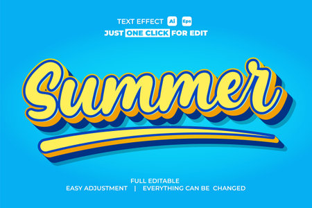 Summer event vector text effect editable, simply write your words and watch the magic happen, Use this one-of-a-kind effect to say whatever you want, simple freshness and elegant vector design.のイラスト素材