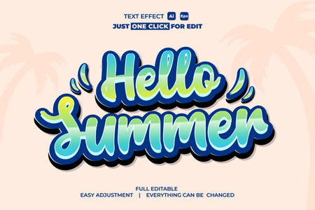 Summer event vector text effect editable, simply write your words and watch the magic happen, Use this one-of-a-kind effect to say whatever you want, simple freshness and elegant vector design.のイラスト素材
