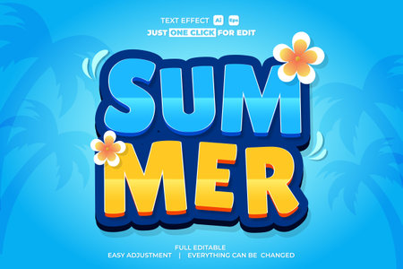 Summer event vector text effect editable, simply write your words and watch the magic happen, Use this one-of-a-kind effect to say whatever you want, simple freshness and elegant vector design.のイラスト素材