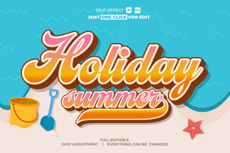Summer event vector text effect editable, simply write your words and watch the magic happen, Use this one-of-a-kind effect to say whatever you want, simple freshness and elegant vector design.のイラスト素材