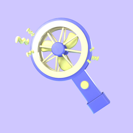 3D portable fan icon summer rendered isolated on the colored background. Simple and elegant object...