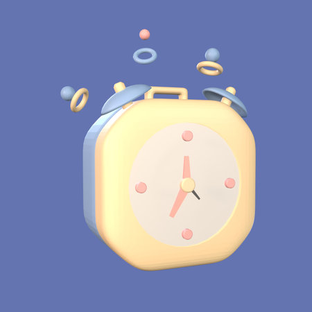 3D icon back to school alarm clock rendered isolated on the colored background. simple and elegant object for your design.の写真素材