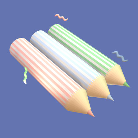 3D icon back to school colored pencils rendered isolated on the colored background. simple and elegant object for your design.の写真素材
