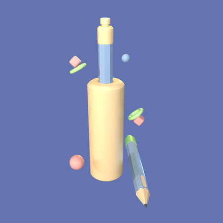 3D icon back to school pencil rendered isolated on the colored background. simple and elegant object for your design.の写真素材