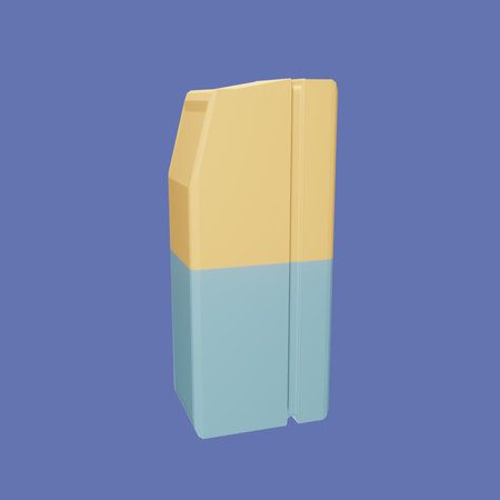 3D icon back to school eraser rendered isolated on the colored background. simple and elegant object...