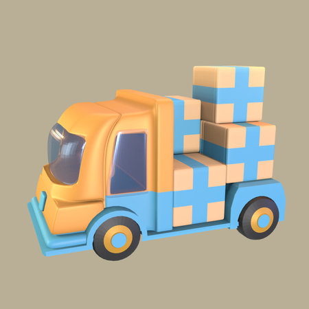 3D icon labor day rendered isolated on the colored background. delivery package object for your design.の写真素材
