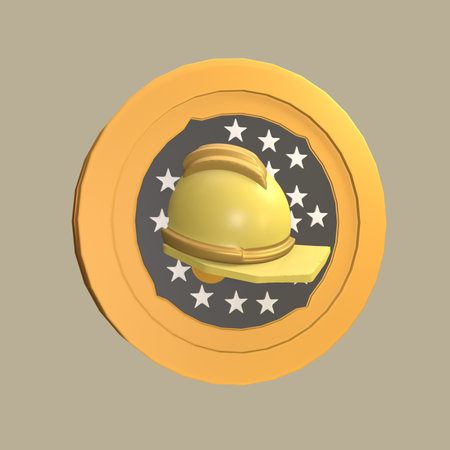3D icon labor day rendered isolated on the colored background. labor day badge object for your design.の写真素材