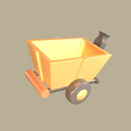 3D icon labor day rendered isolated on the colored background. wheel barrow object for your design.の写真素材