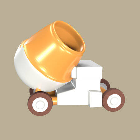 3D icon labor day rendered isolated on the colored background. concrete mixer object for your design.の写真素材