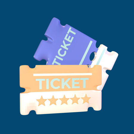 3D icon world tourism day rendered isolated on the colored background. ticket object for your design.の写真素材