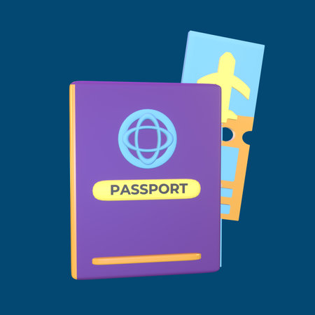3D icon world tourism day rendered isolated on the colored background. passport object for your design.の写真素材