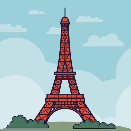 World tourism day icon illustrations isolated on the colored background. eiffel tower objects for your design.のイラスト素材
