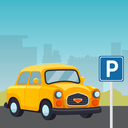 World tourism day icon illustrations isolated on the colored background. taxi car objects for your design.のイラスト素材