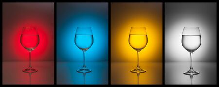 Assorted colorful glasses of water for your design  Collageの写真素材