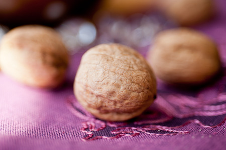 walnuts. Selective focus on foreground
