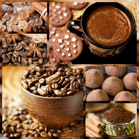 Coffee and sweets. Collage.の写真素材