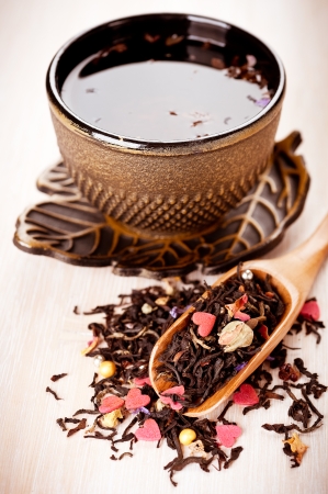 Tea with flowers and herbsの写真素材