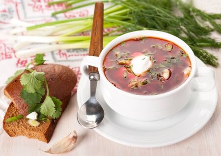 borscht. Russian and Ukrainian soupの写真素材