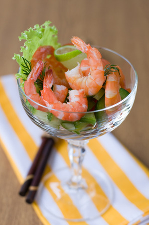 salad with shrimps の写真素材