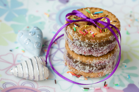 cookies, tied with satin ribbon