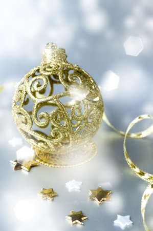 christmas ball with  ribbonの写真素材