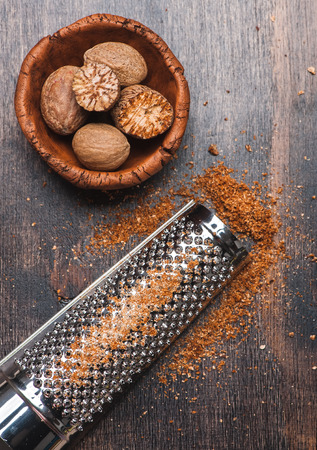 Nutmegs grated の写真素材