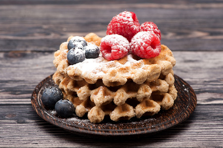 Waffles with berriesの写真素材