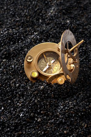 Old Compass sundial. Travel geography navigation concept background