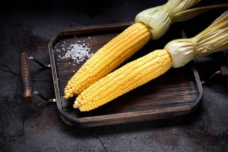 Raw corn with salt