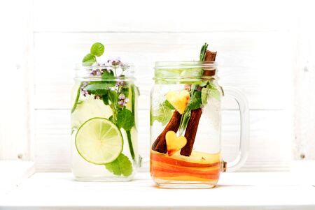 Detox Water in glass jarsの写真素材