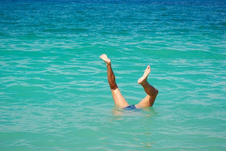 Diving. Man under water. Element of design.の写真素材