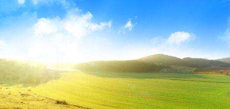 Landscape at the sunrise. Beautiful composition.の写真素材