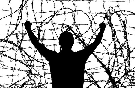 Man in prison. Conceptual design.の写真素材