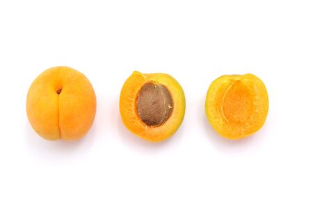 Ripe and cut isolated apricot. Element of design.の写真素材