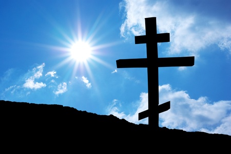 Religion cross in mountain. Element of design.の写真素材