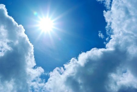 Massive clouds in clear sky. Composition of nature.の写真素材