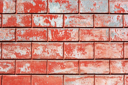 Red old bricks wall. Element of design.