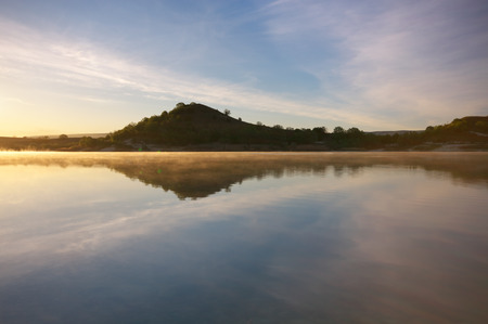 Sunshine on the lake. Nature composition.の写真素材