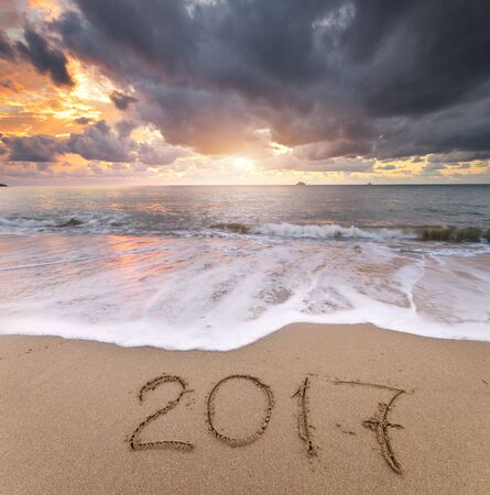 2017 year on the sea shore. Element of design.
