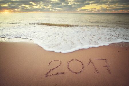 2017 year on the sea sand shore. Element of design.の写真素材