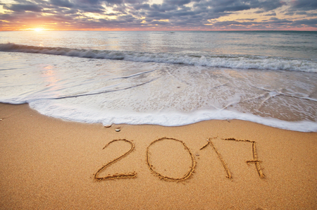 2017 year on the sea sand shore. Element of design.の写真素材