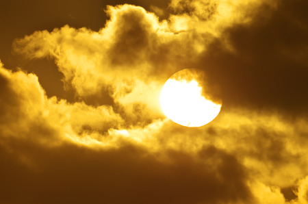 Big sun on sundown. Nature composition.