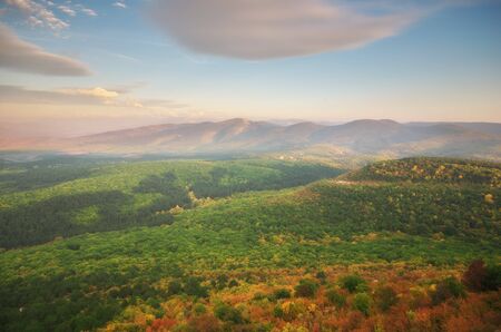 Mountain autumn hills landscape. Nature composition.