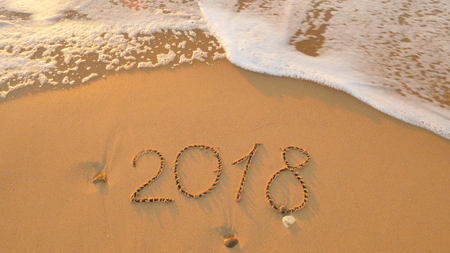 2018 year on the sea shore. Element of design.の写真素材
