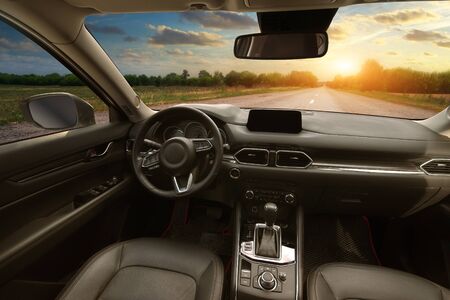 Dashboard inside car. Element of design. Travel and transportation scene.