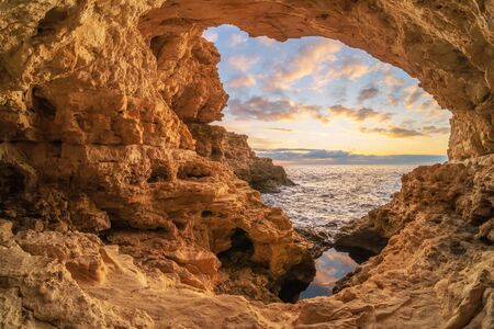 Inside of mainsail. Beautiful nature grotto seascape composition.の写真素材